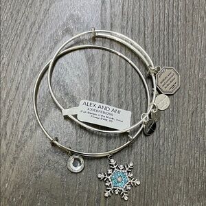 Alex and Ani Silver Snowflake Charm Bracelet Set